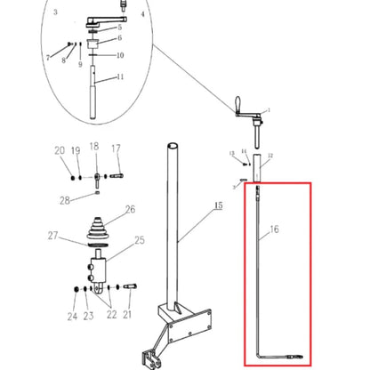 Left Side Throttle (P022) Spare Part for TRT46V 8ft Ride-On Power Trowel TRT46V-LEFTTHRTL-2