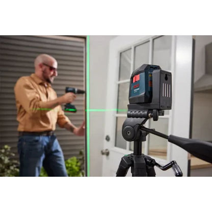 Green-Beam Self-Leveling Cross-Line Laser with (1) 3.7V 1.0 Ah Battery