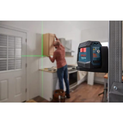 Green-Beam Self-Leveling Cross-Line Laser with (1) 3.7V 1.0 Ah Battery