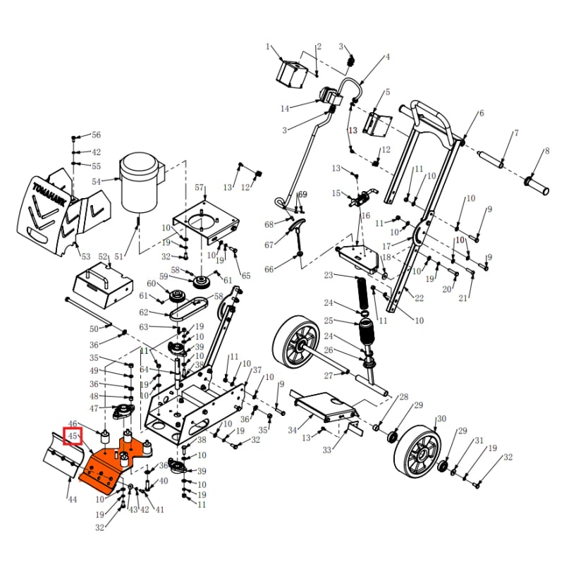 Lower Clamp Plate 1510-04000-3 (P014) Spare Part for TSCP8 8" Electric Floor Scraper TSCP8-LC-2