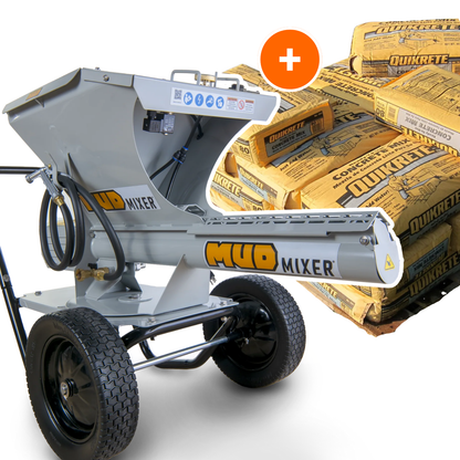 MudMixer Evolution 3225 + 1,200 lbs Free Quikrete! - Continuous Concrete Mixer