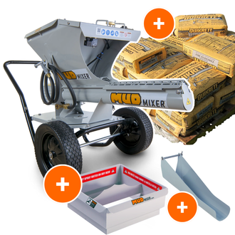 MudMixer Evolution Pro Bundle with Free Accessories + 1,200 lbs Free Quikrete