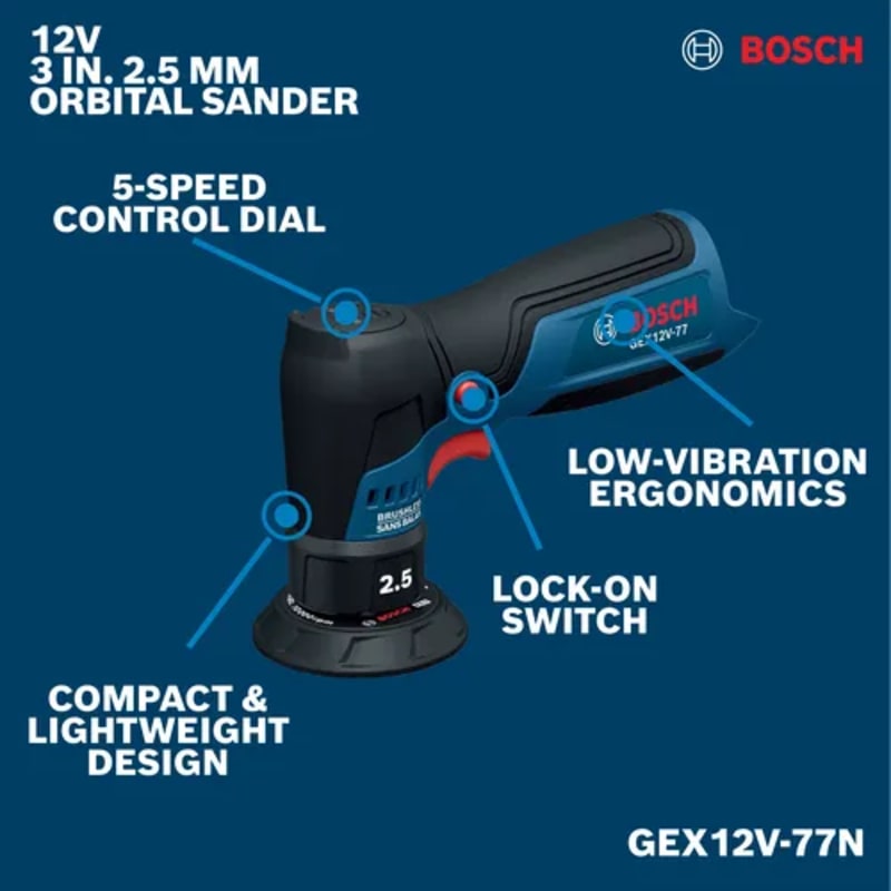 12V Compact Cordless Brushless 3 In. Random Orbital Sander (Bare Tool)