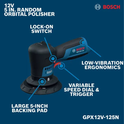 12V Compact Cordless Brushless 5 In. Random Orbital Polisher (Bare Tool)