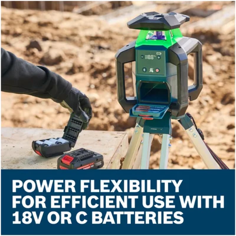 18V Green-Beam Horizontal/Vertical Rotary Laser Kit with Backpack