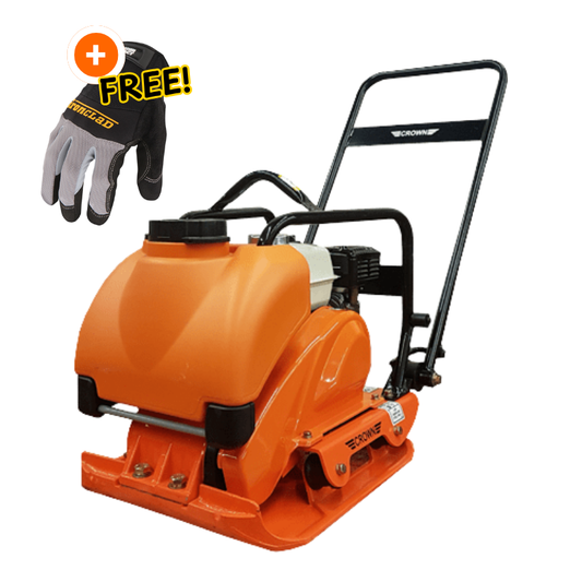 Crown Plate Compactor – Honda GX160, High-Impact 2,922 lbs/ft² W/ Free Vibration Impact Ironclad Gloves