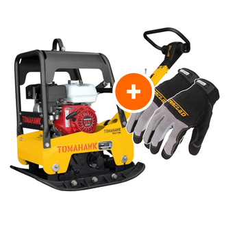 Reversible Plate Compactor - Honda GX200 - 6.5 HP - 7,000 lbs/ft_ W/ Free Vibration Impact Ironclad Gloves