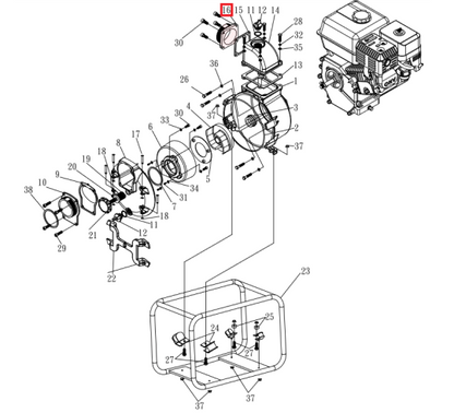 Flange (30T2-16) Spare Part for TW3H 3" Honda Trash Pump