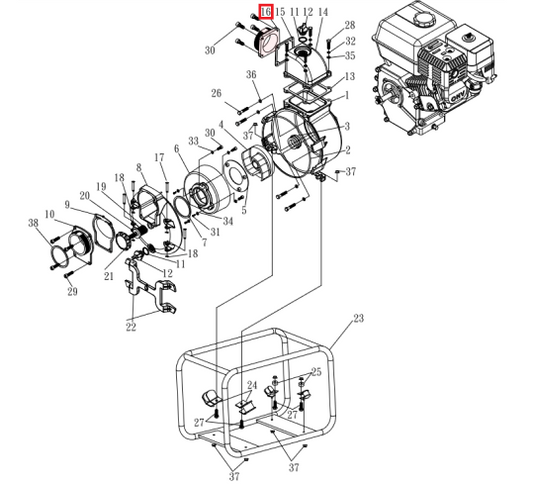Flange (30T2-16) Spare Part for TW3H 3" Honda Trash Pump