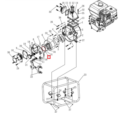 Volt Gasket (30T2-7) Spare Part for TW3H 3" Honda Trash Pump
