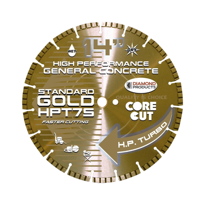 Concrete Saw Blade - Standard Gold H.P. Turbo Blades