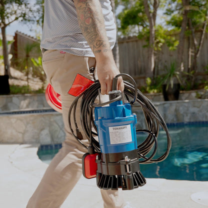 Tomahawk 1/2 HP Submersible Trash Pump, 66 GPM / 3960 GPH, 400W 2" Discharge for Dewatering Flooded Basements, Pools, Irrigation