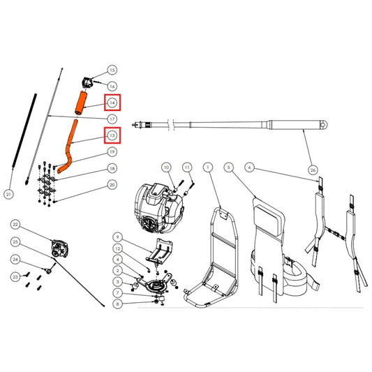 Throttle Control Handle (P015) Spare Part for TVIBH Honda Backpack Vibrator TBP-VIB-THRTL-HNDL-2
