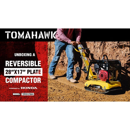 Tomahawk 6.5 HP Honda Reverse Hydraulic Plate Compactor for Soil, Aggregate, Cohesive Compaction TPC175H-4