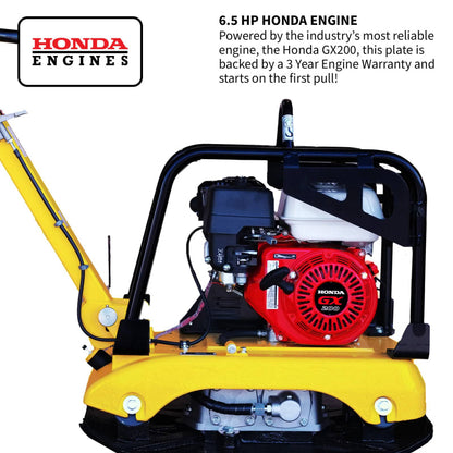 Tomahawk 6.5 HP Honda Reverse Hydraulic Plate Compactor for Soil, Aggregate, Cohesive Compaction TPC175H-6
