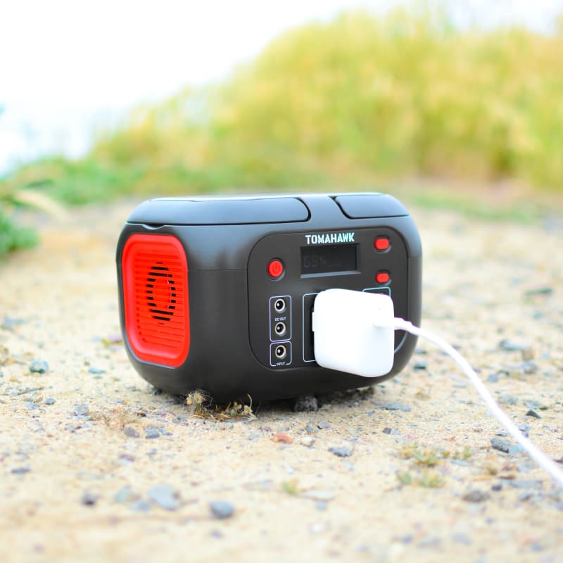 Tomahawk Portable Power Station, 155Wh 200W 4-Port Backup Lithium Battery, AC DC Outlet, 60W USB-C USB-A Pure Sine Wave Outlet, Digital, LED Light for Outdoor Camping, RV TPB200-3