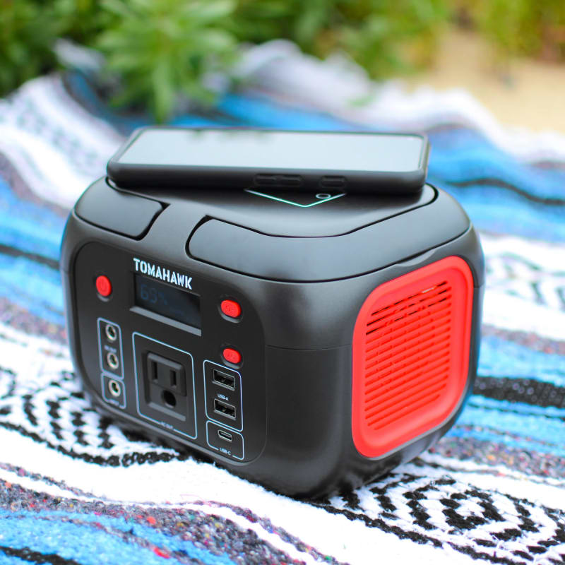 Tomahawk Portable Power Station, 155Wh 200W 4-Port Backup Lithium Battery, AC DC Outlet, 60W USB-C USB-A Pure Sine Wave Outlet, Digital, LED Light for Outdoor Camping, RV TPB200-4