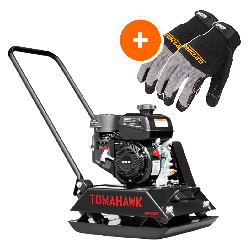 Tomahawk TCP80 with Kohler Engine for Dirt, Gravel, & Soil Compaction W/ Free Vibration Impact Ironclad Gloves