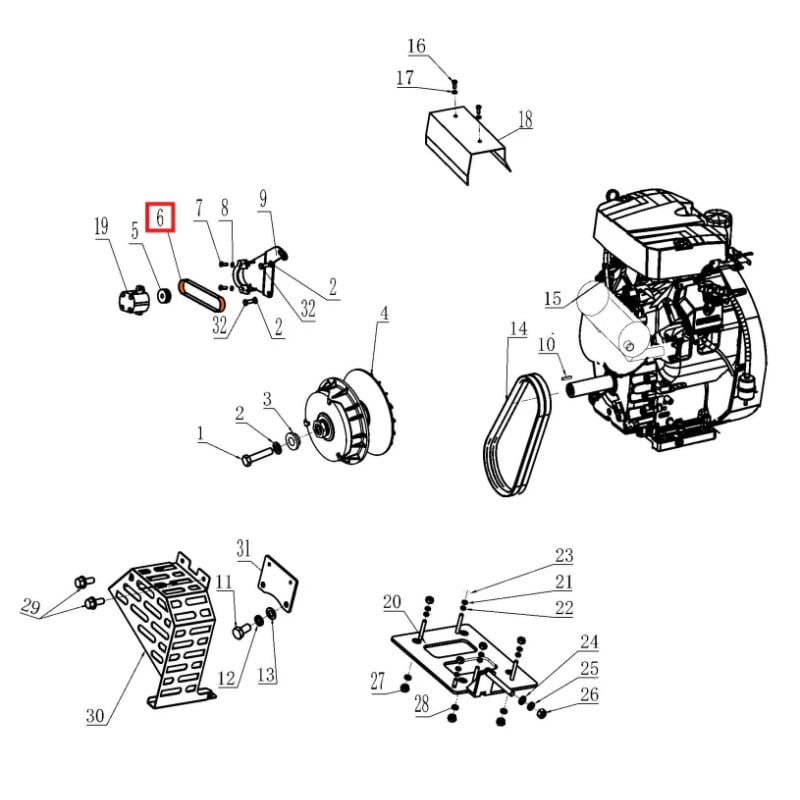V-Belt Spare Part for TRT46V 8ft Ride-On Power Trowel TRT46V-VBELT-2