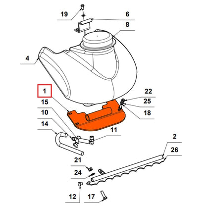 Water Tank Base (P018) Spare Part for TPC90H 5.5HP Honda Compactor TPC90H-WTBASE-2