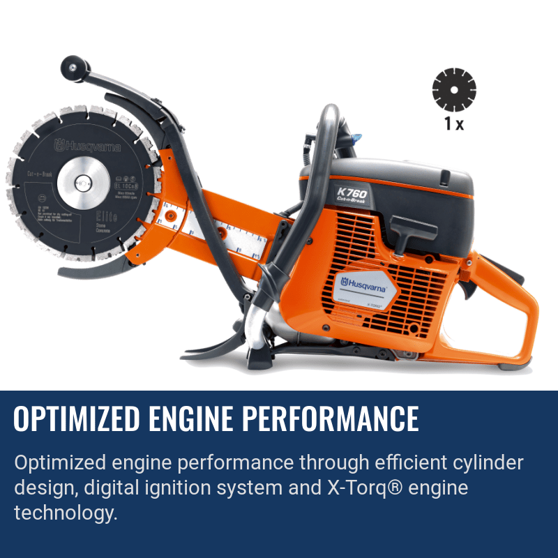 Husqvarna K760 Concrete Saw Optimized Engine Performance