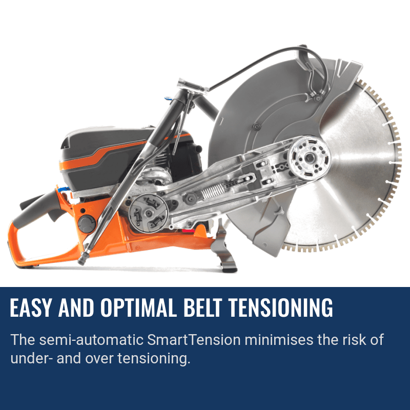 Husqvarna K970 Concrete Saw Easy And Optimal Belt Tensioning