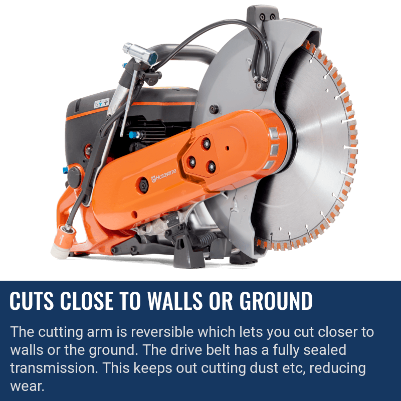Husqvarna K770 Concrete Saw Cuts Close To Walls Or Ground