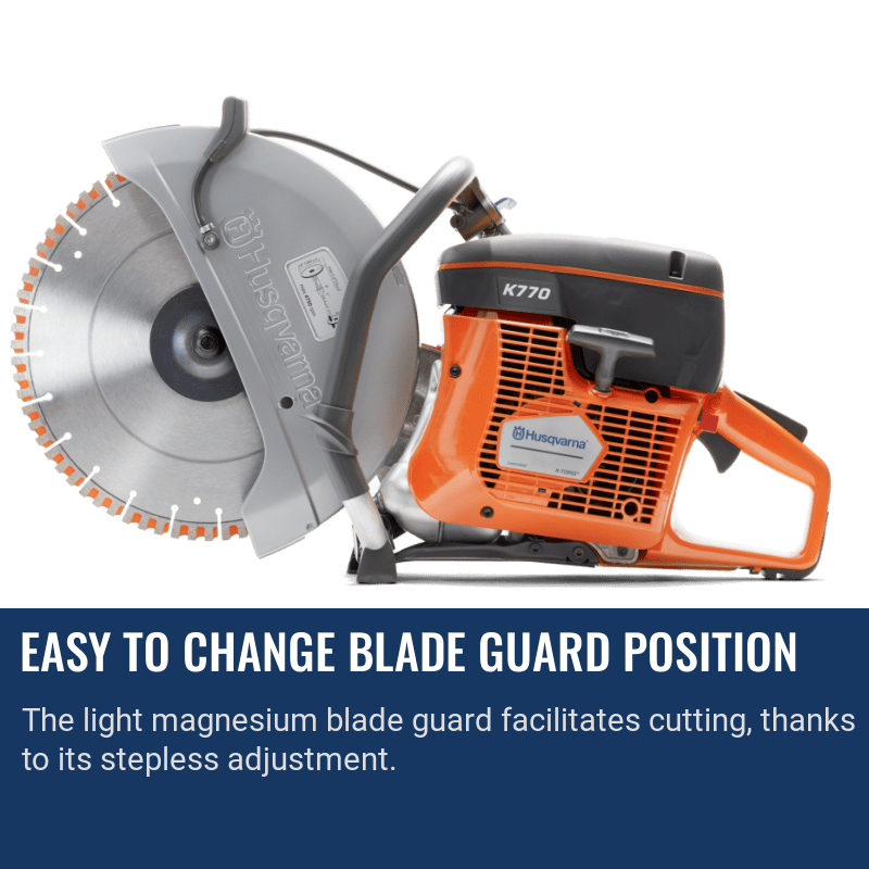 Husqvarna K770 Concrete Saw Easy To Change Blade Guard Position