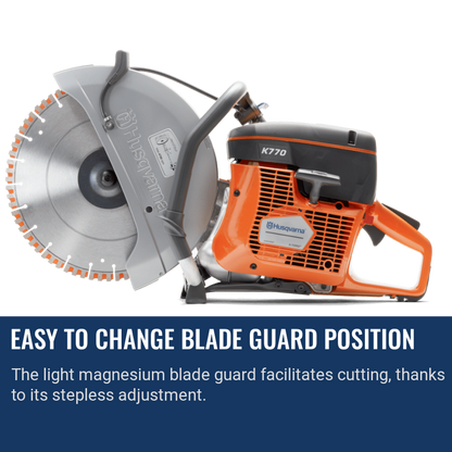 Husqvarna K770 Concrete Saw Easy To Change Blade Guard Position