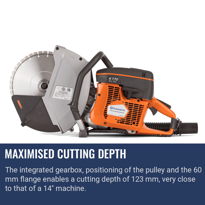 Husqvarna K770 Concrete Saw Maximised Cutting Depth
