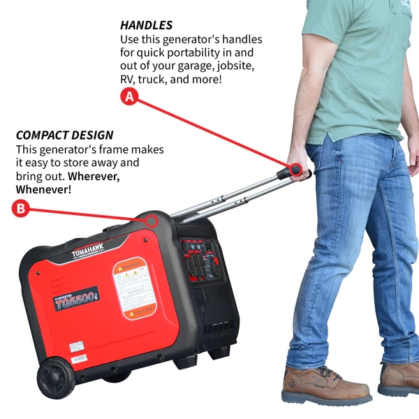 5,500 Watt Generator - Inverter - ꜛ8 hrs (1/2 load) - 58 dBA