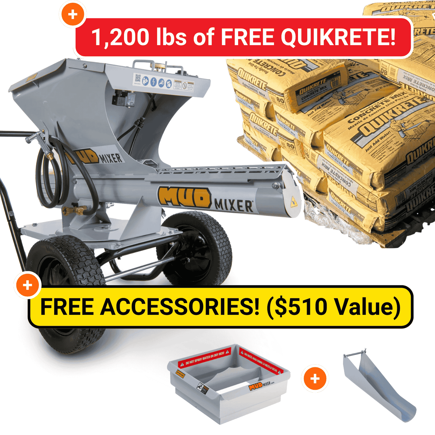 Crazy Black Friday Deal! MudMixer Pro Bundle with 1,200 lbs of FREE Quikrete!