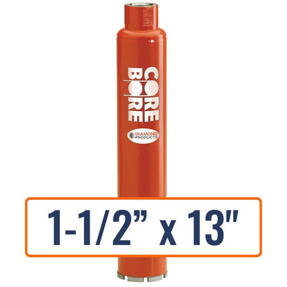 Diamond Products 1-1/2" x 13" Wet Segmented Core Drill Bit for Asphalt/Block - 5/8"-11 Hub