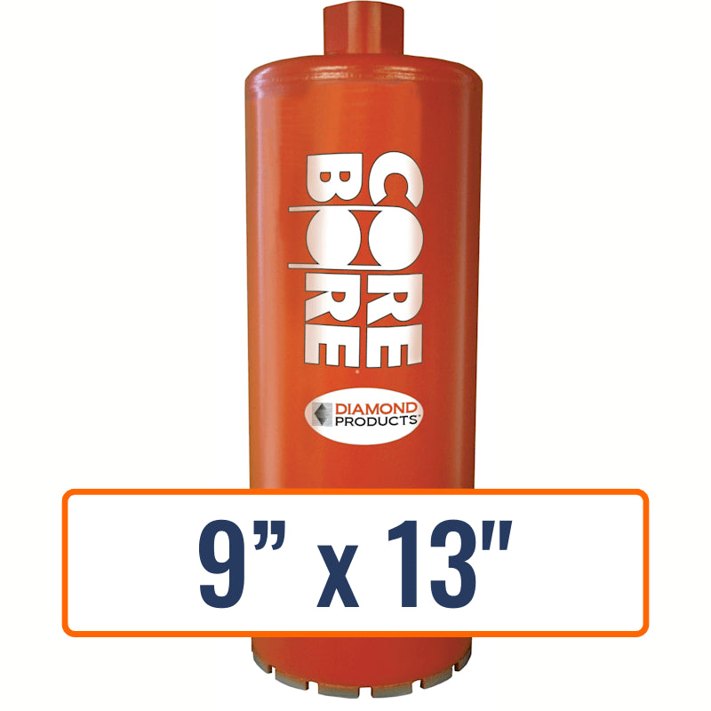Diamond Products 9" x 13" Wet Segmented Core Drill Bit with 1-1/4"-7 Hub for General Purpose Applications