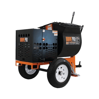 Brave Mortar Mixer - 8 cubic feet, gas powered with Honda engine, durable poly drum, easy to transport.