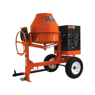 Brave Honda GX270 9 cubic foot cement mixer with durable steel drum, reinforced frame, and secure safety features.