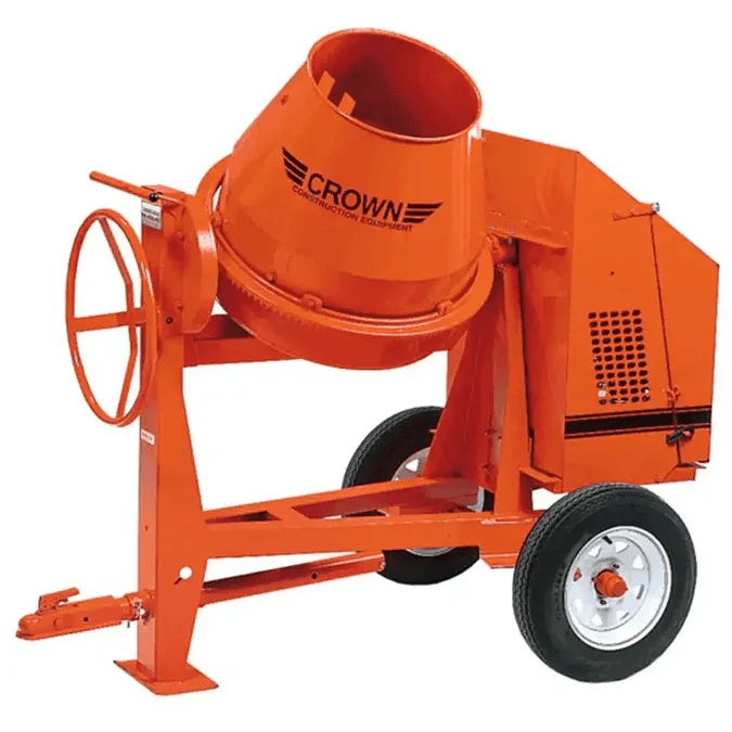 9 cu ft concrete mixer with Baldor electric motor front view