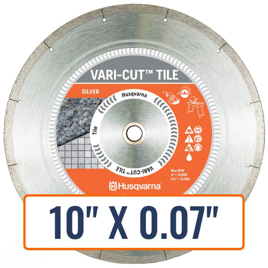 Ceramic tile blade, the Husqvarna VARI-CUT™️ Diamond Saw Blade, delivering precise and chip-free cuts every time.