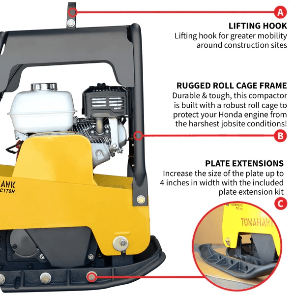 Reversible vibratory compactor with GX200 engine for construction