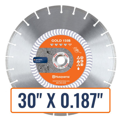 Concrete cutting blade, Husqvarna Banner Line Red 450B-R Diamond Saw Blade, designed for heavy-duty construction work.