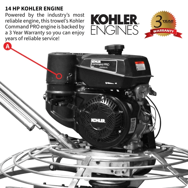 Power Trowel - 46" - Kohler 14Hp - 120 Rpm