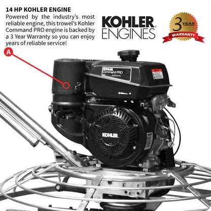 Power Trowel - 46" - Kohler 14Hp - 120 Rpm
