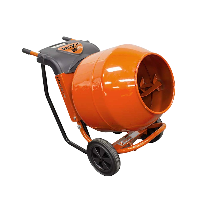 Brave MIXZR concrete mixer with 5 cu ft capacity, compact and sturdy for small construction tasks.