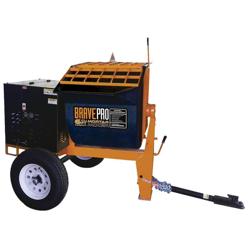 Brave Gasoline Mortar Mixer with 6 Cu. Ft. Poly Drum and Honda GX239 engine