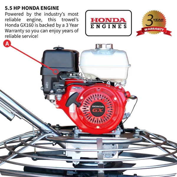 Power Trowel - 36" - Honda 5.5Hp - 120 Rpm