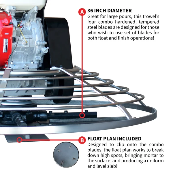 Power Trowel - 46" - Honda 13Hp - 160 Rpm - Fast Pitch