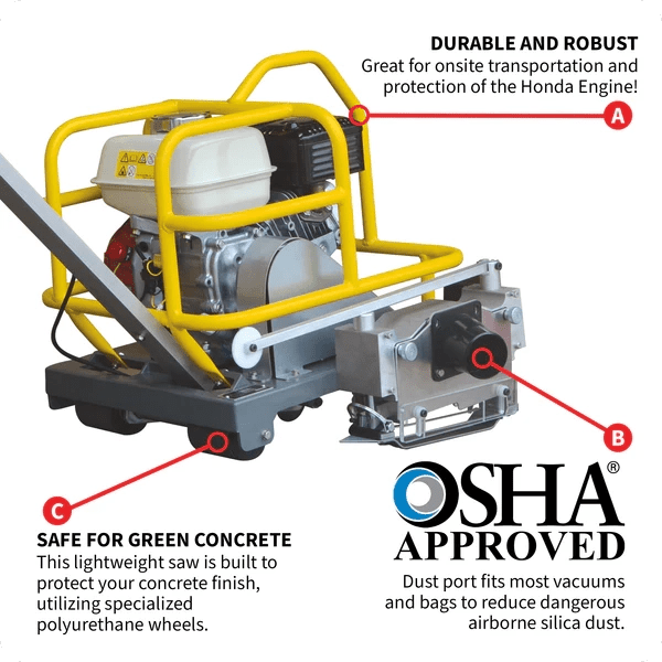 Soft Cut Concrete Saw - 3.5 HP - 1 3/16" Cut - 6" Blade