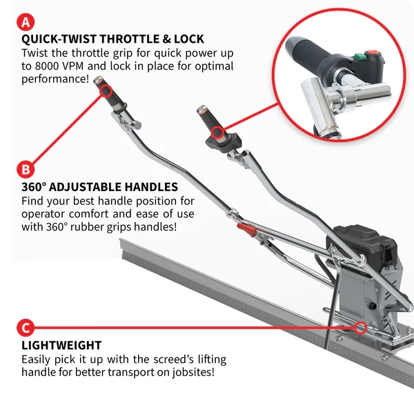 Battery Powered Concrete Screed - 4' - 16' Blades - eTVSA