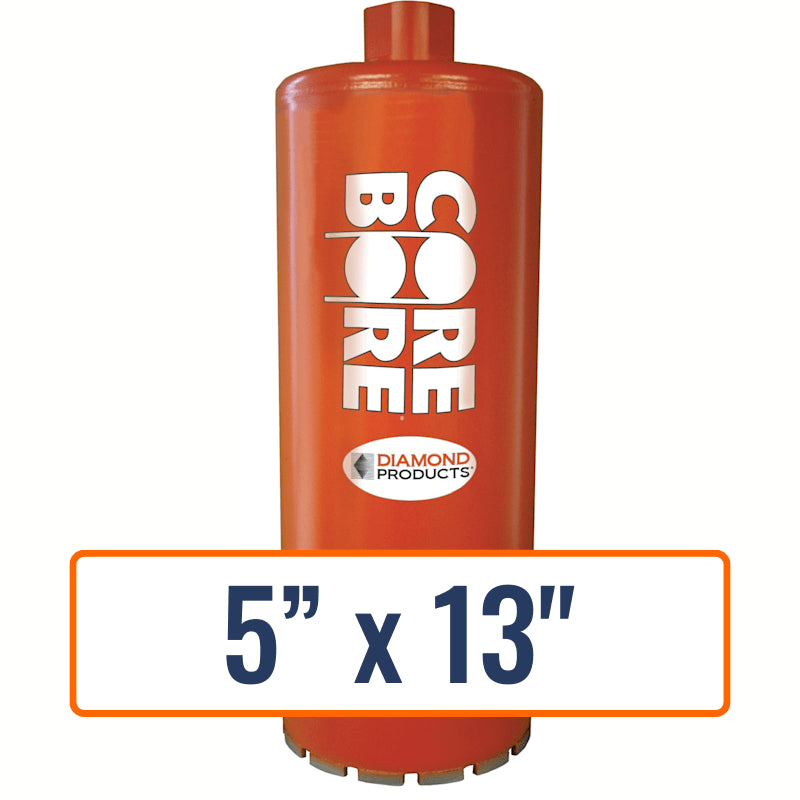 Diamond Products 5" x 13" Wet Segmented Core Drill Bit with Open End Hub for General Purpose Drilling