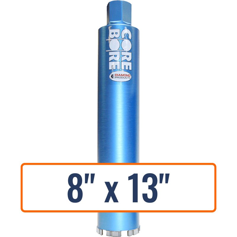 Diamond Products 8" x 13" Wet Turbo Core Drill Bit with 1-1/4"-7 Hub Size